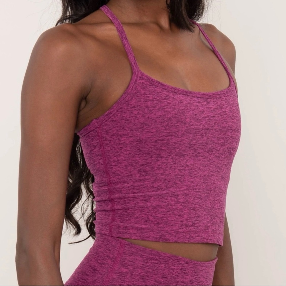 Beyond Yoga Spacedye Slim Racerback Cropped Tank Magenta Medium
